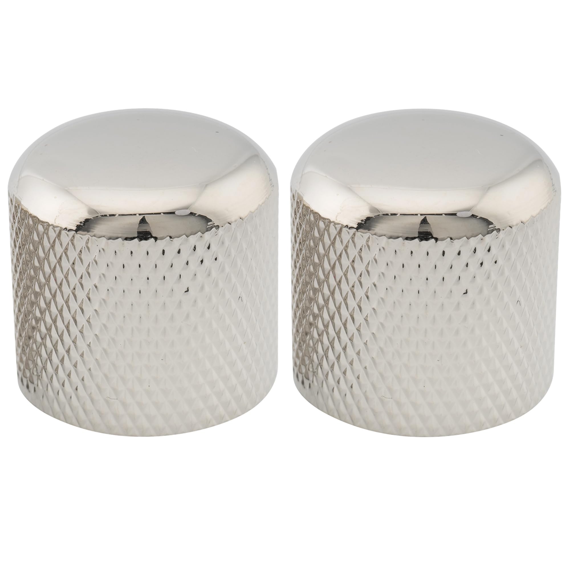 Musiclily Pro Inch Fine 24 Splines Steel Dome Knobs Push-on Control Knob 19mm for USA Electric Guitar or Bass, Nickel (Set of 2)