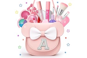 Vodolo Kids Makeup Sets for Girls 5-8 with Initial A Bag,Non Toxic Washable Kids Real Makeup Kit for Girls Age 4-6,3 4 5 6 7 8 9 10 Years Old Little Girl Friendly Play Make Up Christmas Birthday Gift