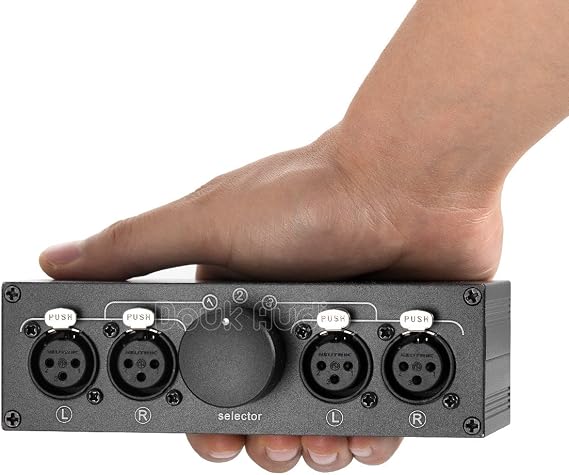Commutateur Audio XLR 3 En 1 - Boîte De Sélection Pour Haut-parleurs, Entrées 3 Voies, Sortie 1 Voie, Bouton Muet