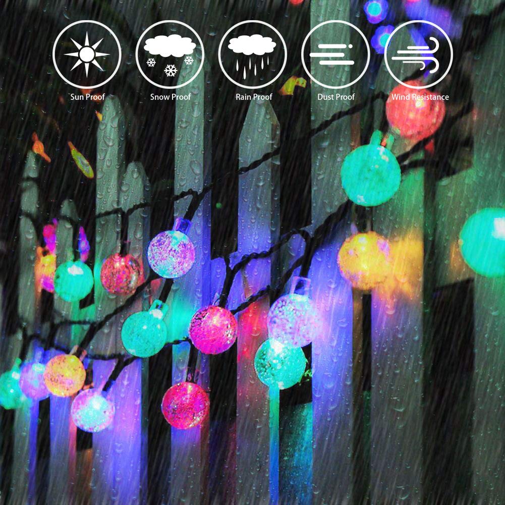 2018 Outdoor Solar String Lights 100 LED - Crystal Waterproof Lights 55.8 FT- Patio Lawn Landscape Lighting