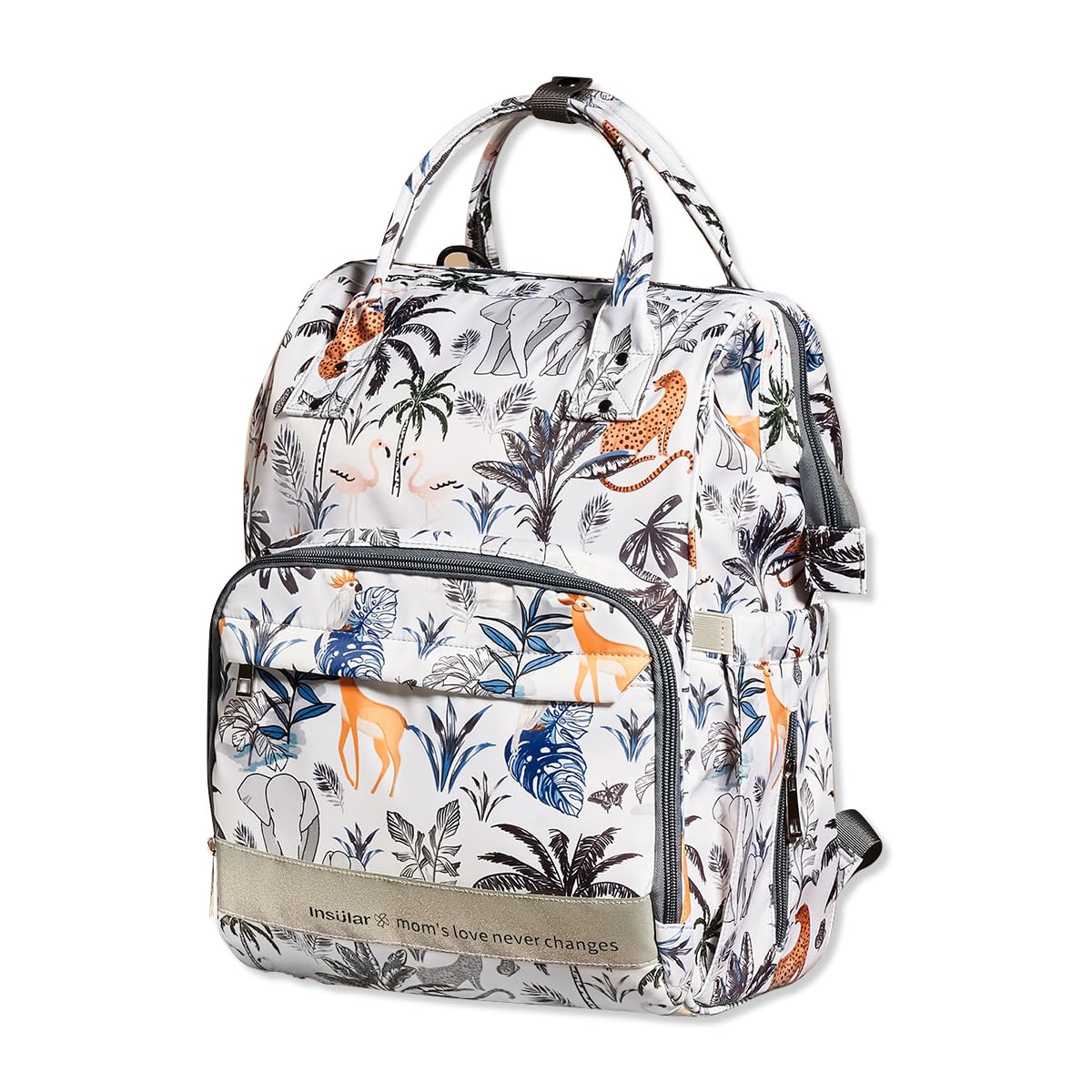 SONARIN Multifunctional Nylon Baby Changing Bag Backpack, Large Capacity Waterproof Diaper Bag Portable Travel Nappy Changing Bag Maternity Bag with Changing Mat & Stroller Straps (Animals)