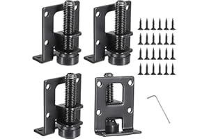 OwnMy 4 Packs Adjustable Furniture Leveling Feets L Shaped Furniture Levelers Legs, Heavy Duty Furniture Mounting Brackets Metal Leveling Feet for Workbench Cabinet Wardrobe, 2.2" H, Black
