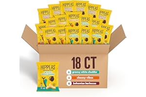 Hippeas Chickpea Puffs, Variety Pack: Vegan White Cheddar, Nacho Vibes, Barbecue, Sriracha, 0.8 Ounce (Pack of 18), 3g Protein, 2g Fiber, Vegan, Gluten-Free, Crunchy, Plant Protein Snacks