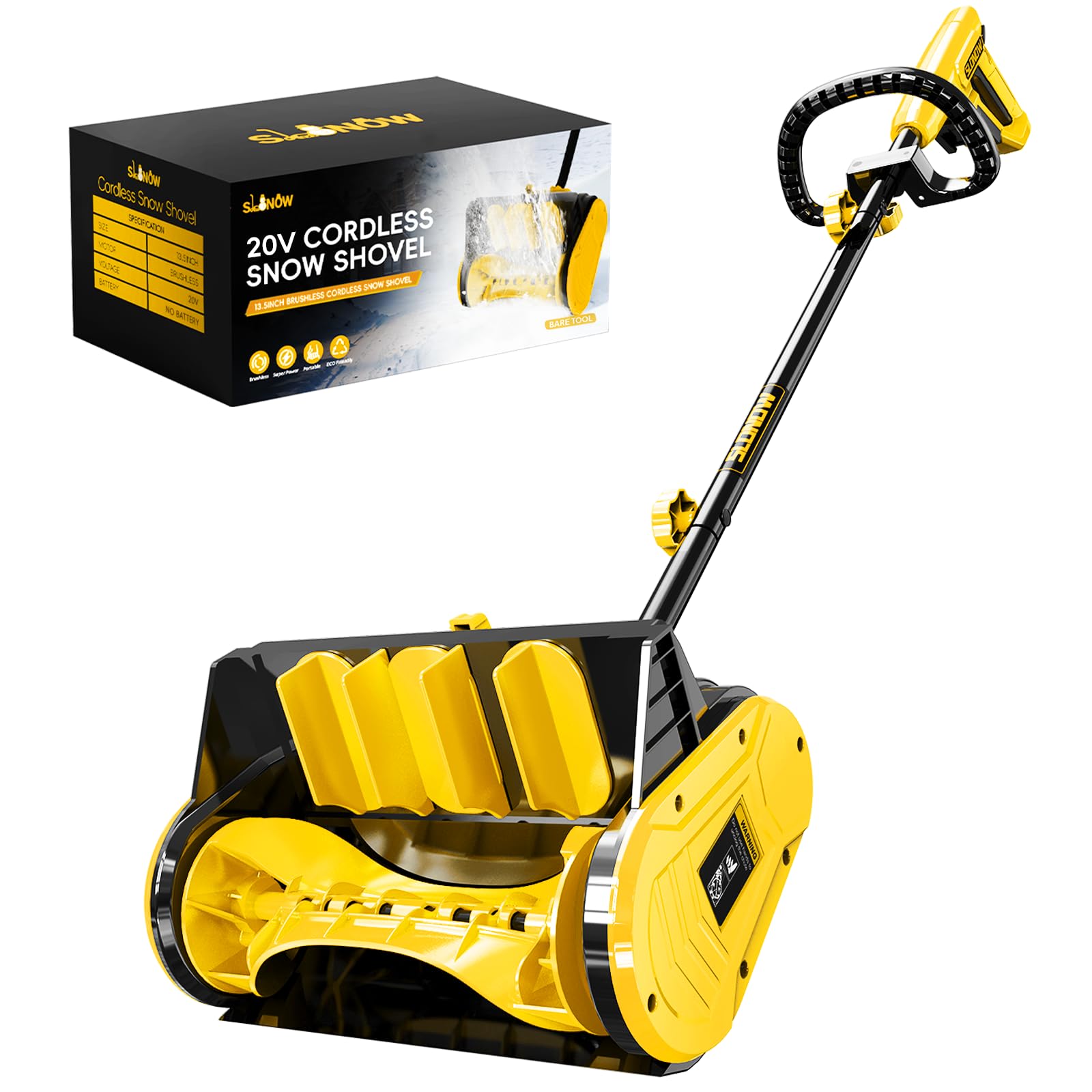 Photo 1 of Cordless Snow Shovel, 20V Electric Snow Blower Compatible with De-Wait(No Battery), 13.5 Inch Cordless Snow Removal Shovel with Directional Plate - Yellow