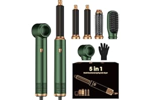 OKWRAP 5 in 1 Blow Dryer Brush Set,Hot Air Styler Negative Ion Air Curling Wrap Air Curler, Round Brush Blow Dryer Curling Iron Hair Styling Tools Gift for Dry,Volumize, Straight,Curl,100-120V