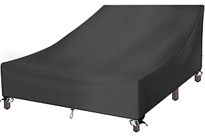 CATOTEL Double Chaise Lounge Cover, 420D Oxford Chaise Lounge Covers Outdoor Waterproof Protective Patio Double Wide Chaise Lounge Chair Dustproof Cover 82"L X 58"W X 34"H, Black