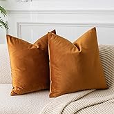 JUSPURBET Rust Velvet Throw Pillow Covers 20x20 inch Set of 2 for Living Room Couch Bedroom Decorative Luxury Soft Cushion Cases with Invisible Zipper