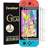 ivoler [3 Pack Screen Protector Tempered Glass for Nintendo Switch, Transparent HD Clear Anti-Scratch Screen Protector Compat