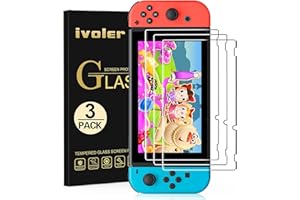 [3 Pack] Screen Protector Tempered Glass for Nintendo Switch, iVoler Transparent HD Clear Anti-Scratch Screen Protector Compa