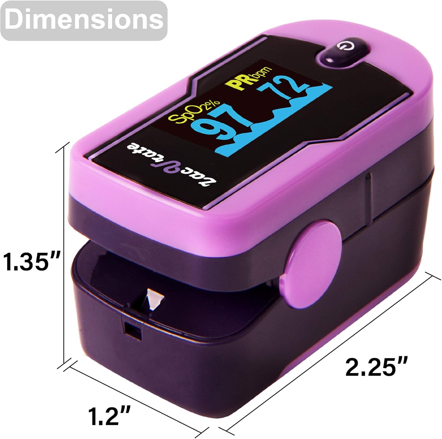 Zacurate 500E Premium Fingertip Pulse Oximeter Oximetry Blood Oxygen Saturation Monitor with Silicon Cover, Batteries and Lanyard (Mystic Purple): Health & Personal Care