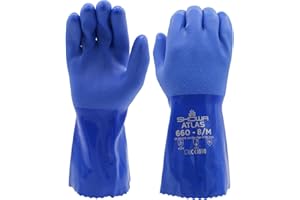 SHOWA Atlas 660 Triple-Dipped PVC Coated Safety Work Glove with Cotton Liner, 12" Length, XX-Large (Pack of 12 Pairs)