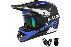 TIANDU Youth Motocross Helmet Dirt Bike Helmet,ATV Motorcycle Helmet,Outdoor Dirt Bike Helmets,DOT Approved,Off-Road Helmets with Gloves Goggles Face Shield 4-Piece Set