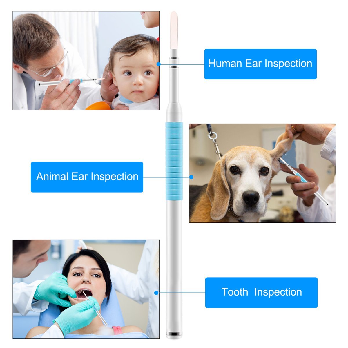 USB Endoscope Camera, Chof 720P HD Ear Otoscope Inspection, 3 in 1 Microscope Ear Wax Tool with 6 Bright Lights for Android Devices, PC, 6.5ft