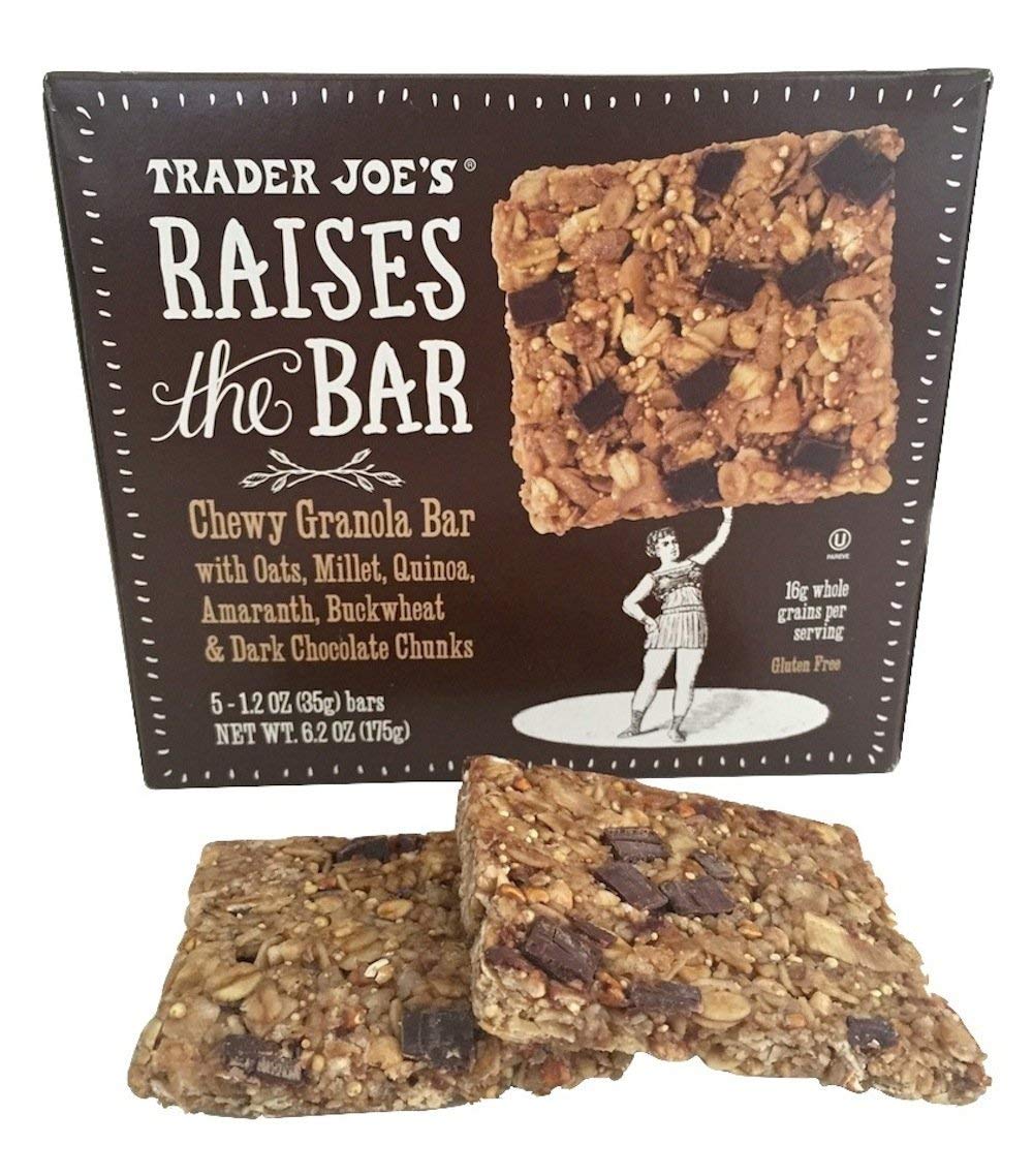 Trader Joe's Raises the Bar Gluten Free Chewy Granola Bars, 5 Count Box, 1.2 oz Bars (Dark Chocolate Chunk)