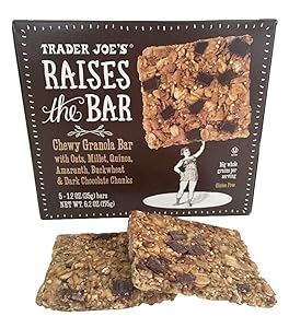 Trader Joe's Raises the Bar Gluten Free Chewy Granola Bars, 5 Count Box, 1.2 oz Bars (Dark Chocolate Chunk)