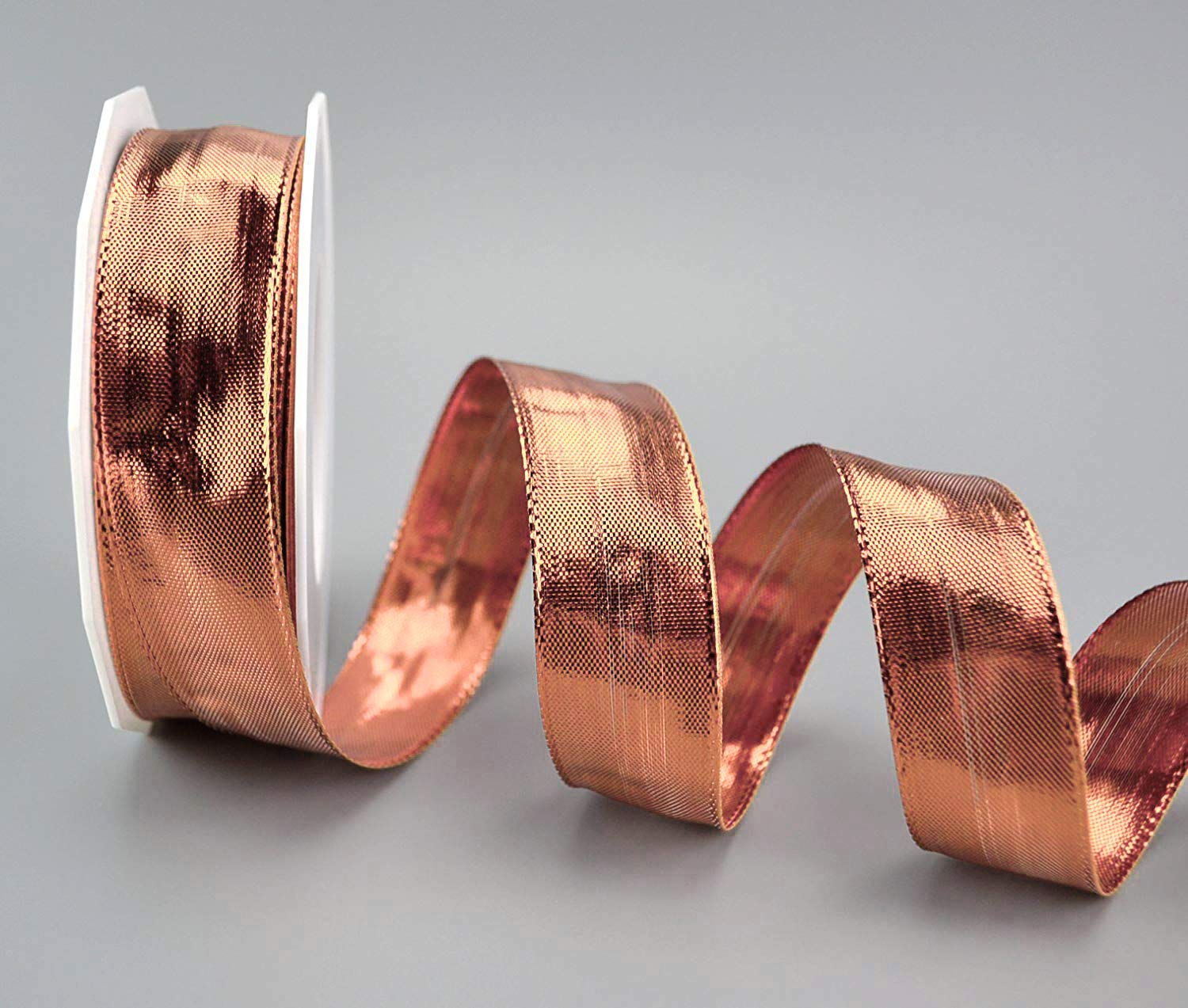 finemark 20 m x 25 mm Decorative Ribbon Glossy Pink Gold Shiny Metallic Ribbon with Wire Pink Gold Shiny Gift Ribbon Christmas Wire Edge Ribbon