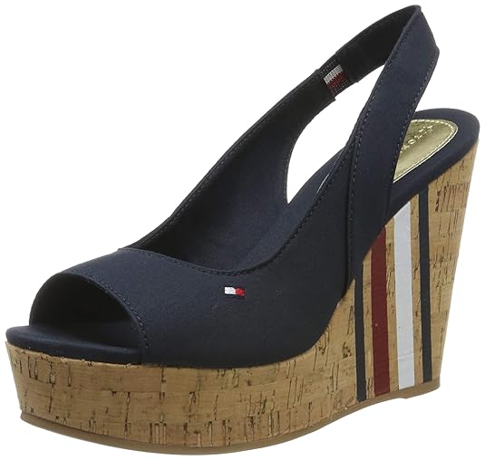 Tommy Hilfiger Damen Sling Back Wedge Sandal Stripes Plateausandalen