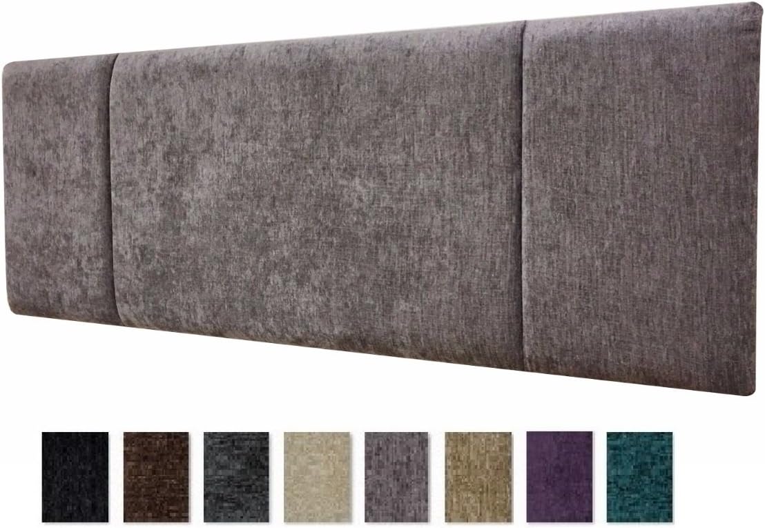 MianGE CHENILLE FABRIC PORTOBELLO HEADBOARD - CHOICE 8 COLORS (4ft Small Double, Grey)
