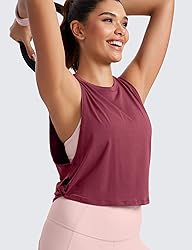 CRZ YOGA Pima Cotton Cropped Tank Tops for Women