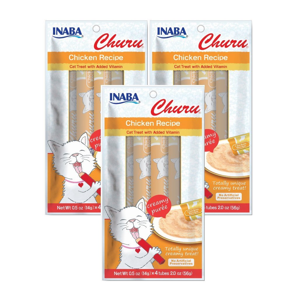 INABA Churu Chicken Recipe Lickable Purée Natural Cat Treats 12 Tubes