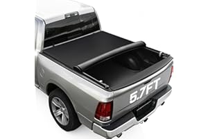 RHOBRA Soft Roll-up Truck Bed Tonneau Cover Compatible with 2009-2026 Dodge Ram 1500 (Incl. Classic & New), 5.7 ft Bed Withou