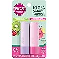 eos 100% Natural Smooth Lip Balm; Raspberry Kiwi Splash and Passionfruit Agave; 8g, 2 Pack