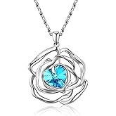 Menton Ezil Love Heart Pendant Necklace White Gold Plating Crystals Necklace For Wife Girlfriend or Mothers Idea Gift For Special Women in Life