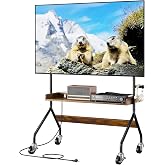 CYXPHION Rolling TV Stand with Power Outlet for 32-75 Inch TV - V1 | Mobile TV Cart, Load Bearing 110Lbs TV, Easel Portable TV Stand on Wheels with Shelf for Bedroom, Corner, Living Room