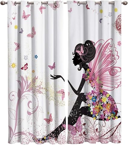 Rideaux Occultants Isolant Thermiques Blanc Rose Noir Jaune Violet Papillon Fee 2 Pieces Chambre Enfant Bebe Fille Rideau Salon Design Moderne 140x250cm X2 Amazon Fr Cuisine Maison