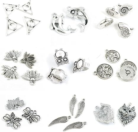 Amazon Com 30 Pcs Jewelry Making Charms Wolf Head Angel Wing