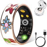Smart Ring for Women Fitness Ring Activity Health Tracker(8#&amp;Floral) | No App Fee ,Sleep Monitor, Heart Rate &amp; Step Tracking,Family Care,Blood Oxygen,IP68 Waterproof, Android/iOS Compatible