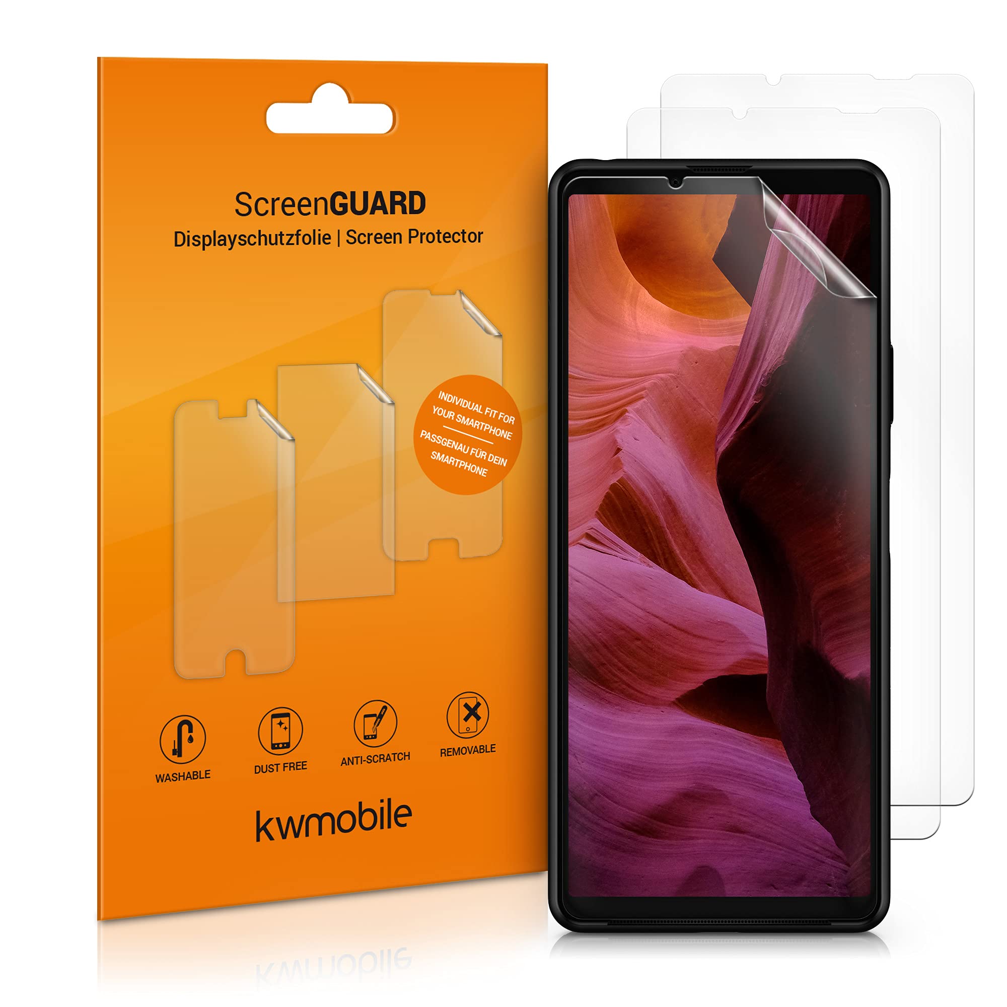 kwmobile Screen Protectors Compatible with Sony Xperia 10 III Screen Protector - 3x Ultra-Clear Transparent Phone Films