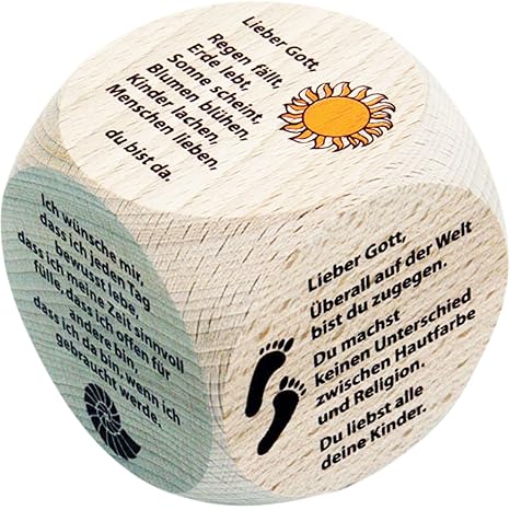 GICO Gebetswürfel Tischgebete für Kinder und Erwachsene aus Holz- Taufe Kommunion - 5991