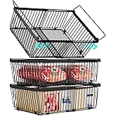 ANJUBAN Large Freezer Organizer Bins,Upgraded Bottom Leak-Proof net,Fit 10 to 20 Cu.Ft Deep Freezer,3 Pack, Expandable Stackable Chest Freezer Organizer Bins , for Fridge, Deep Freezer, Cabinet