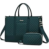 LOVEVOOK Laptop Bags for Women, 15.6 inch Waterproof Work Tote Bag with Clutch, Professional Teacher Computer Purse Lightweight Shoulder Bag Travel, green