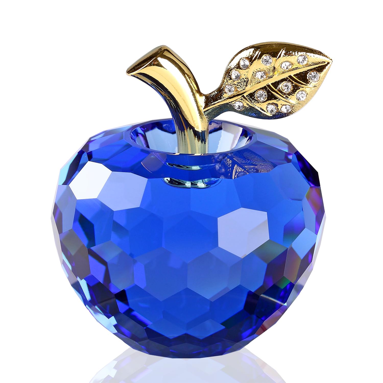 DOJOZ Crystal Apple Paperweight Craft Decoration Table top Ornament Statue Home Decor (Blue)