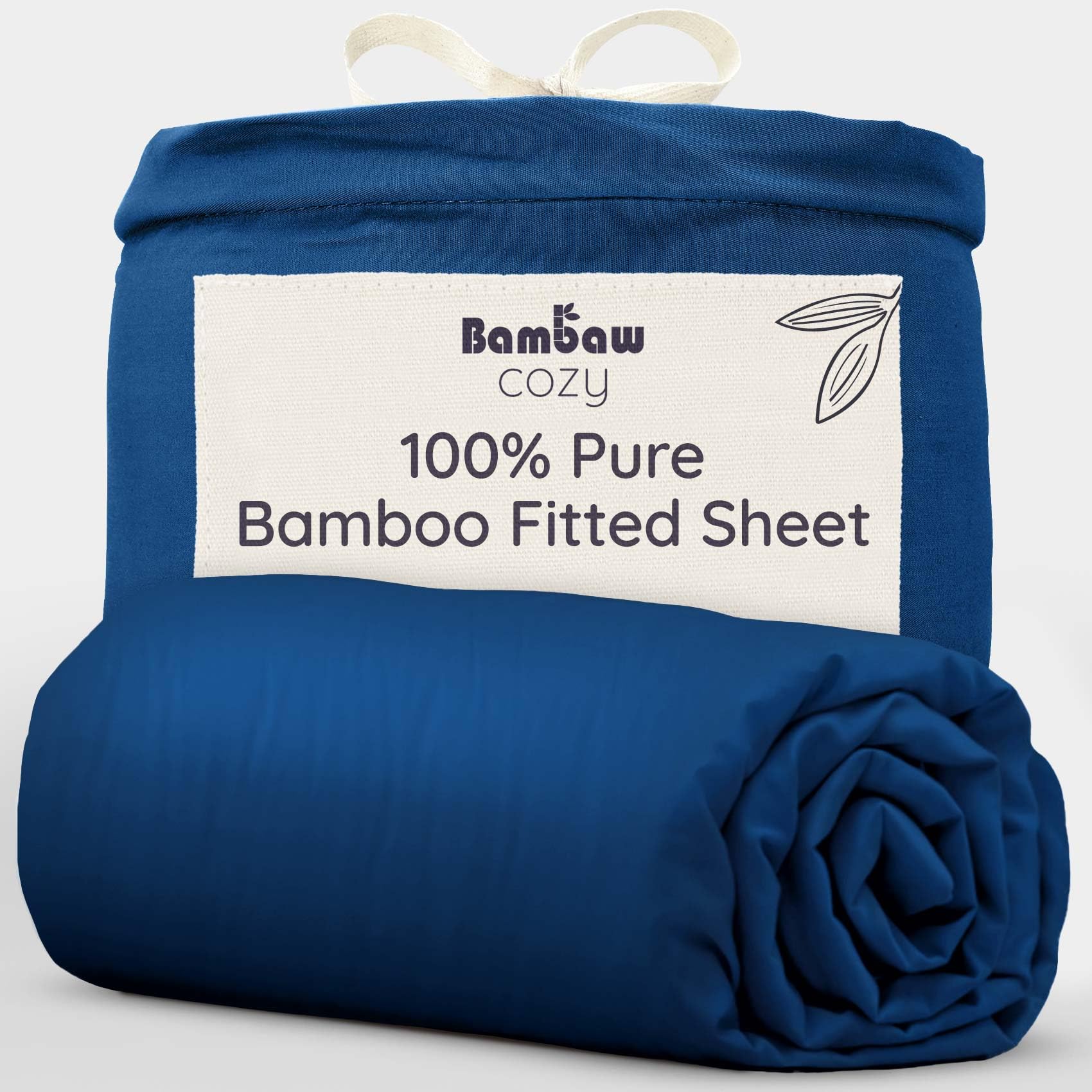 Bambaw Bamboo Fitted Sheet Single Bed, 90x190 cm, Deep Pocket 35cm, Hotel Luxury Bedding, Bedsheet Bamboo Fibre, Anti Dust Mites & Super Soft Bedding, Cool Single Fitted Sheets 90x190 cm (Navy Blue)