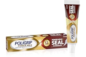 Poligrip Power Max Power Hold Plus Seal Denture Adhesive Cream, Denture Cream for Secure Hold and Food Seal, Flavor Free - 2.