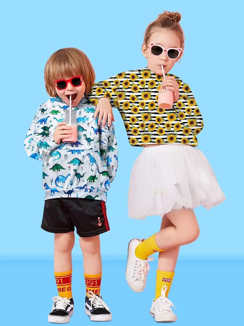 Ahegao Unisex Kids Hoodies Sweaters 3D Printed Casual Hooded Sweatshirts with Big Pockets for 4-14T Boys Girls: Clothing