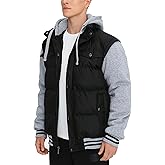 BEST SOUTH Men's Hooded Winter Coats Water Resistant Warm Thicken Insulated Full Zip Windproof Jackets with Pockets