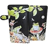 Shag Wear Frog Forest Large Wallet for Women and Teen Girls Vegan Faux Leather Black 7"