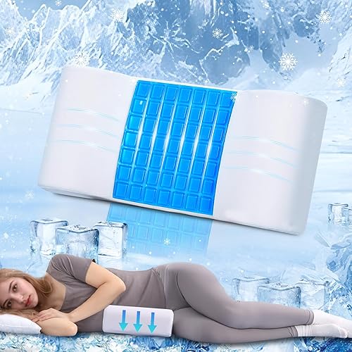 baibu Gel Lumbar Support Pillow for Bed Office Chair Car Gaming Chair Lower Back Pain Relief Back Support,Cooling Lumbar Pillow for Bed Relief Lower Back Pain