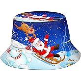 Merry Christmas Theme Bucket Hat Cute Snowman Sun Hat Fisherman Hat Caps for Men Women Boys Girls