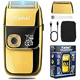 KEMEI Electric Razors for Men, LCD Display Cordless Men's Razors, USB Rechargeable with Pop-up Beard Trimmer Best Worldwide Travel Gift, Model KM 2028, Gold