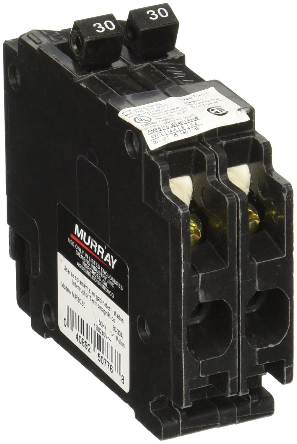 Murray MP3030 twin 30-Amp Single Pole Circuit Breaker - Ground Fault  Circuit Interrupters - Amazon.com