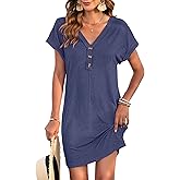 MOLERANI Women's Casual T Shirt V Neck Dress Mini Sundresses Summer Button Short Sleeve Dresses 2026