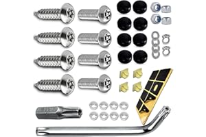 HAOBO Anti Theft License Plate Screws, Anti Theft License Plate Frame Bolts Tamper Resistant Fasteners, Stainless Steel License Plate Screws, 1/4"(M6) Security Screw Set for Protection Car License Plates