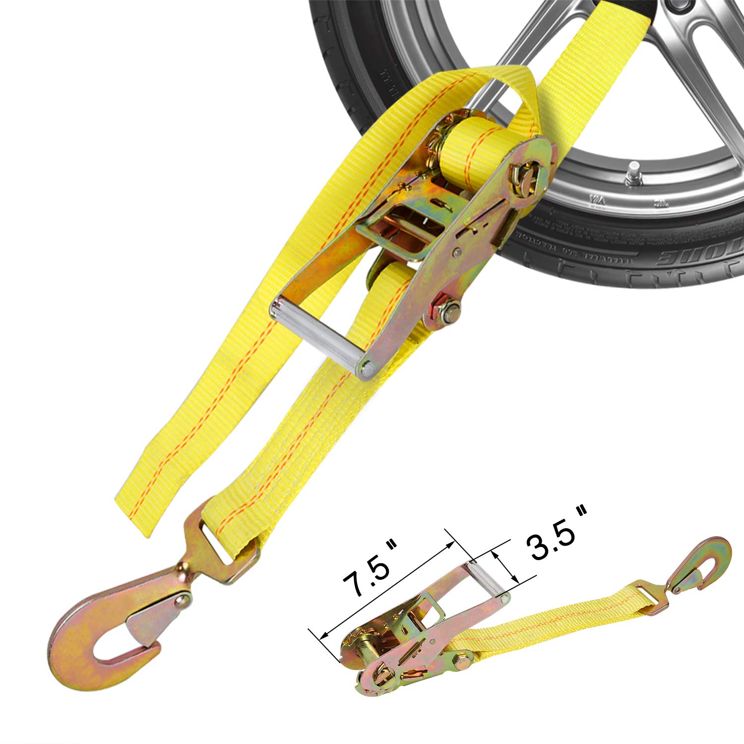 Trekassy Wheel Net Car Tie Down Straps Heavy Duty 4 Pack for Trailers with 4 Axle Straps and 4 Ratchet with Snap Hooks