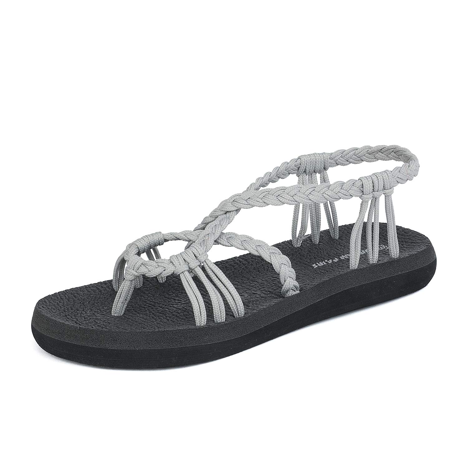 DREAM PAIRS Women's Flat Sandals Summer Braided Strap Yoga Comfortable Beach Sandals