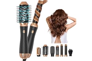 TRYLATER 6 in 1 Hair Dryer Brush, Upgrade Detachable Blow Dryer Brush Air Styler Wrap Air Curler, Curly Twist Curling Iron, Negative Ion Blow Dryer Hot Styler, Travel Hair Styling Tool